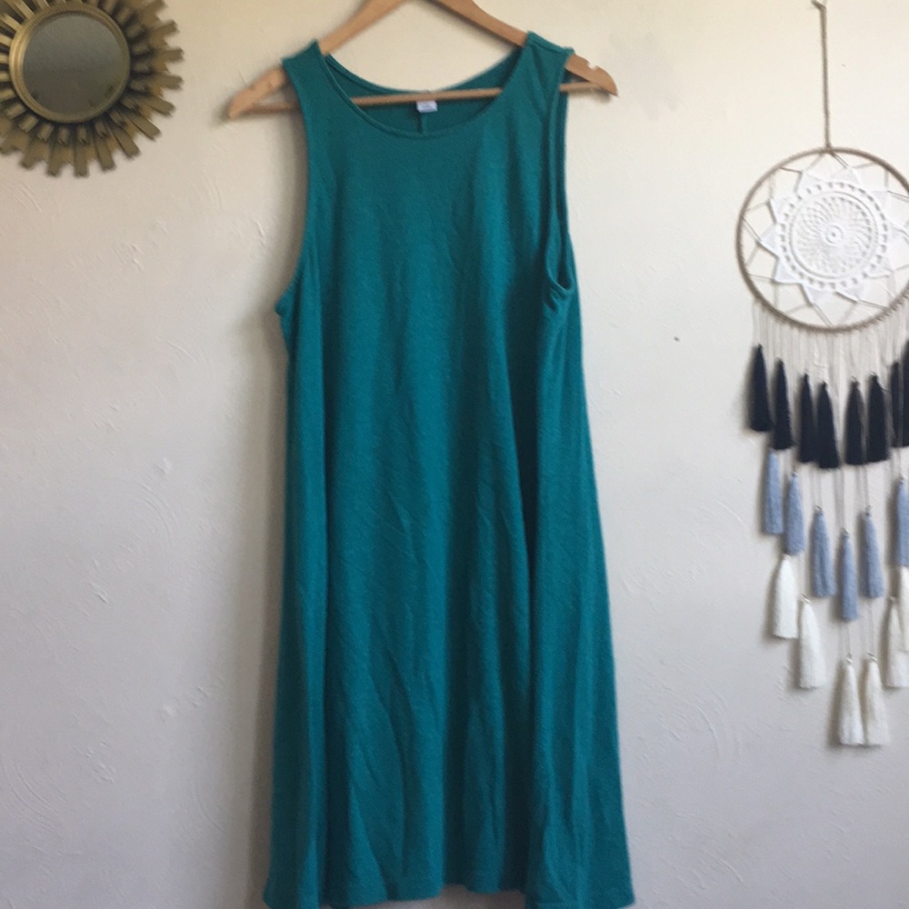 Old Navy linen blend teal swing dress. Size XL